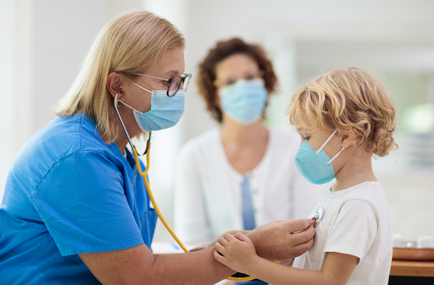 Advanced practice provider with child patient