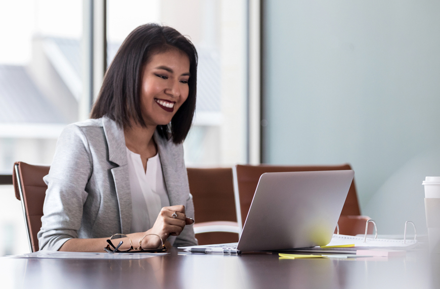 Woman in a virtual interview