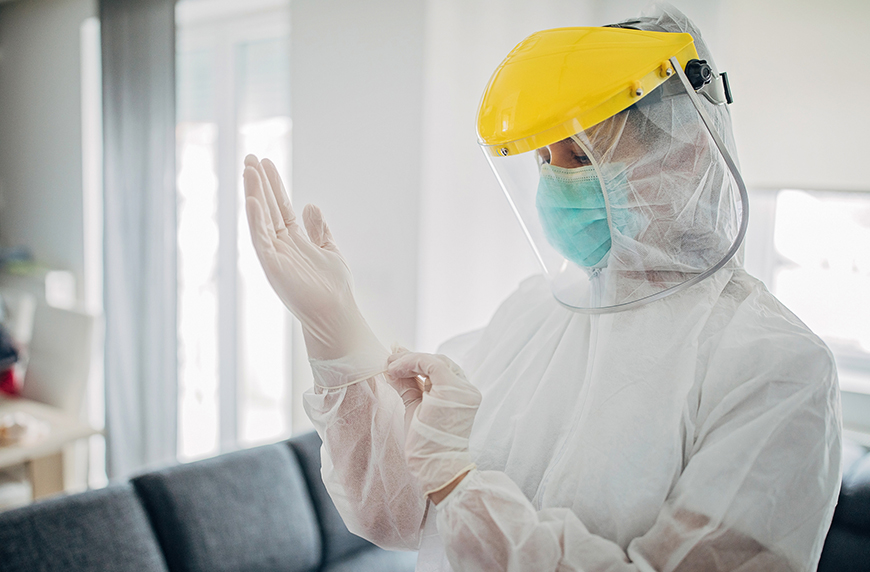 Physician in full PPE during the PPE shortage