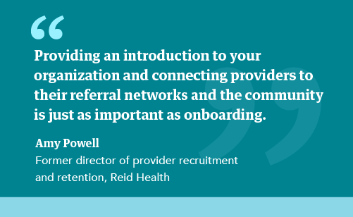 quote from Amy Powell on onboarding and connection