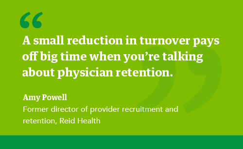 Quote from Amy Powell that small reduction in turnover pays off big time