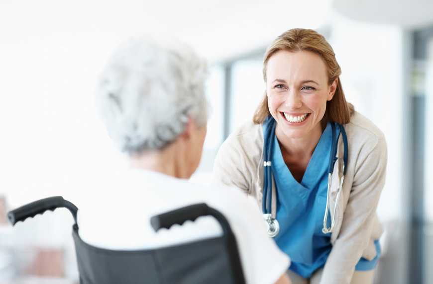 Nurse with patient in the future or nursing