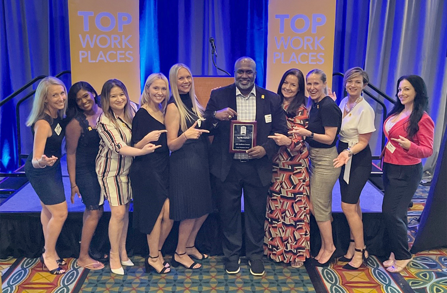 CHG employees at ceremony recognizing the 2022 Top Workplaces in South Florida