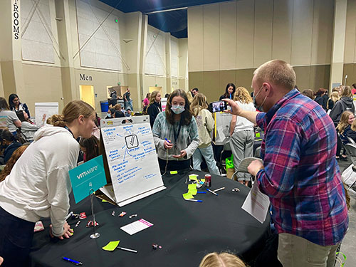 Girls working on a STEM project