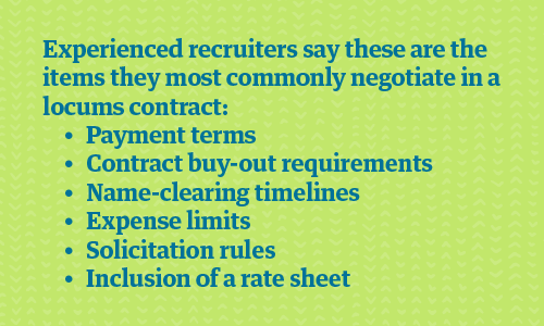 Common negotiables in locum tenens contracts