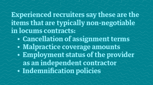 Non-negotiables in locum tenens contracts