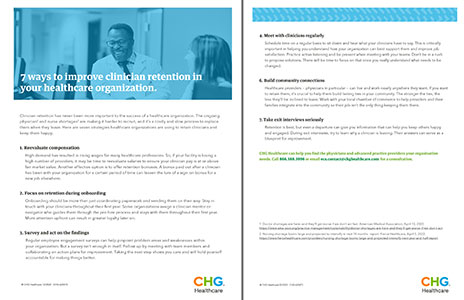Thumbnail image of PDF one sheet on ways to increase clinician retention