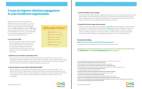 Thumbnail image of PDF one sheet on ways to improve clinician engagement