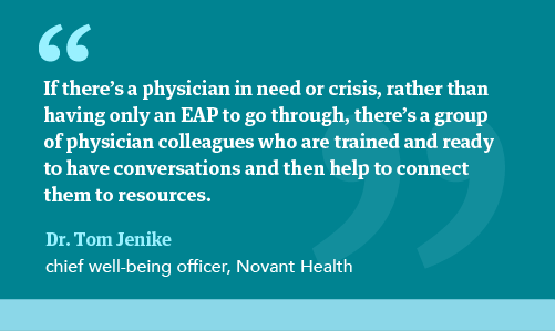Graphic quote about using physicians to help physicians in crisis