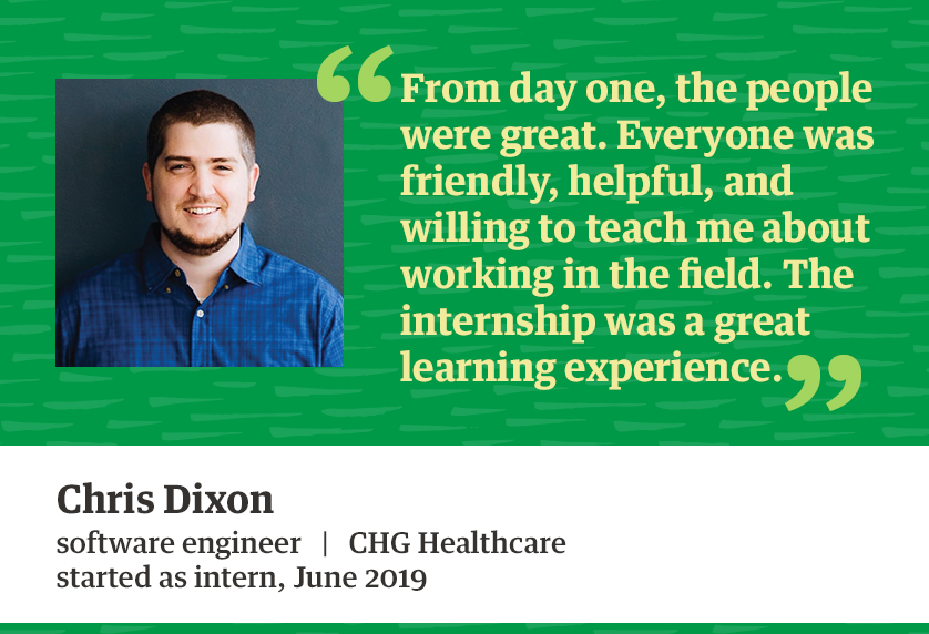 Quote from Chris Dixon about his internship experience at CHG