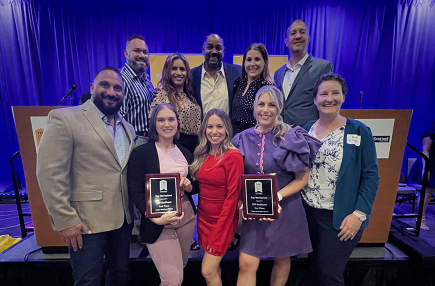 Group of CHG Healthcare employees at Sun Sentinel 2023 Top Workplaces awards ceremony