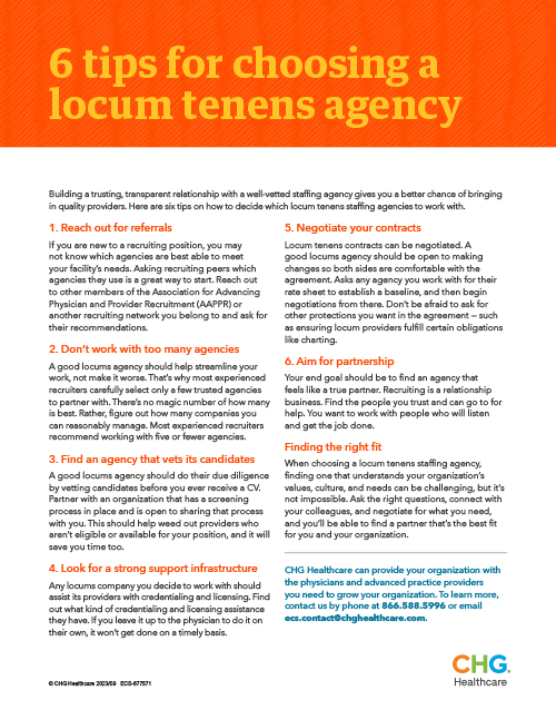 PDF 6 tips for choosing a locums agency