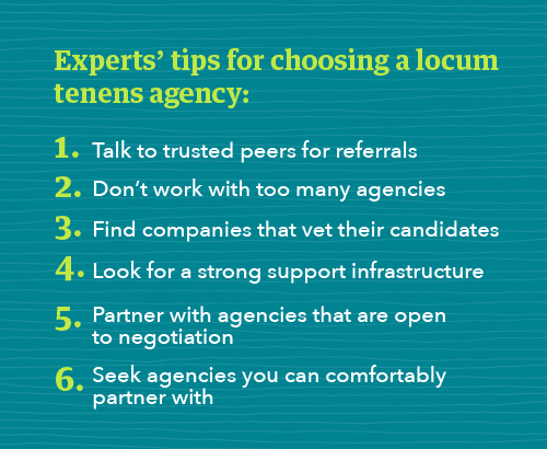 Experts' 4 tips for choosing locum agency