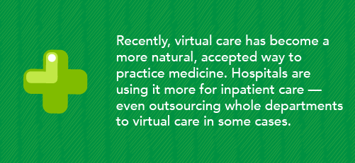Graphic text about how virtual care has become more accepted and increased in use