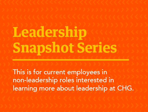 Infographic explaining the leadership snapshot series at CHG