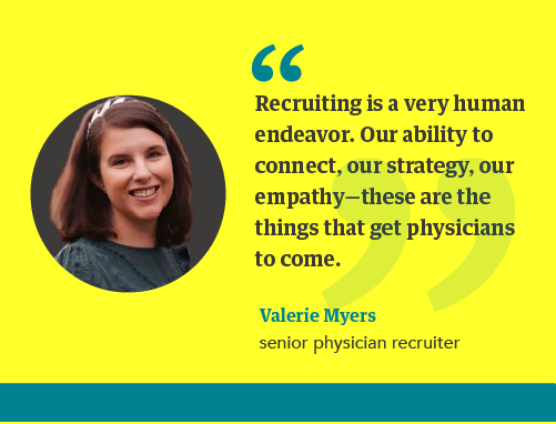 Quote from physician recruiter about recruiting needing a human touch