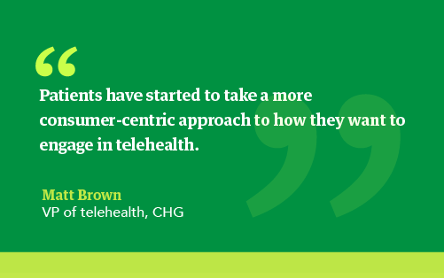 Graphic quote about patients taking a consumer-centric approach to telehealth