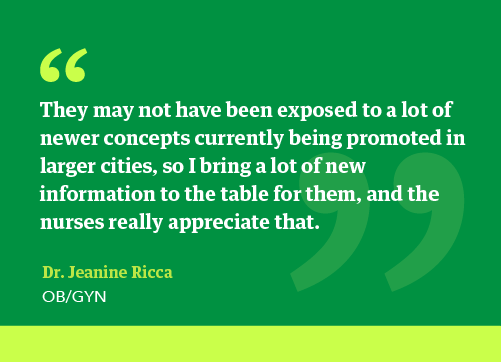 Quote from Dr. Jeanine Ricca about working in rural healthcare shortage areas