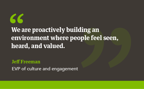 Pull quote from Jeff Freeman about creating an environment where people feel valued