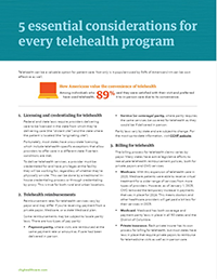 Thumbnail image of a PDF called 5 essential considerations for every telehealth program