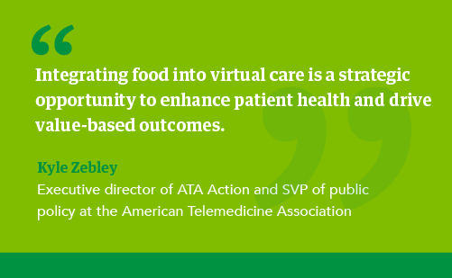 Quote from Kyle Zebley about integrating nutrition into telehealth