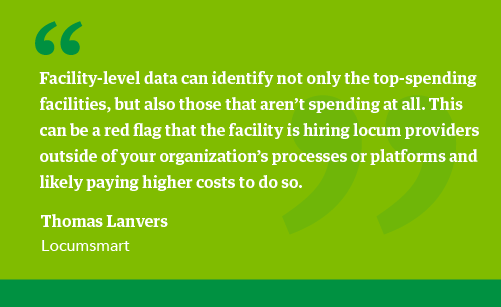 Quote from Thomas Lanvers about identifying red flags using data for locum tenens staffing.