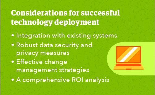 Graphic with text about what to look for in a successful technology deployment