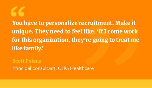 Quote from Scott Polenz about personalizing the physician recruitment process