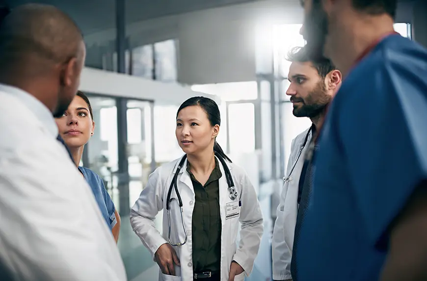 Physician with colleagues