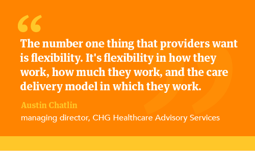 Graphic quote from Austin Chatlin about provider flexibility